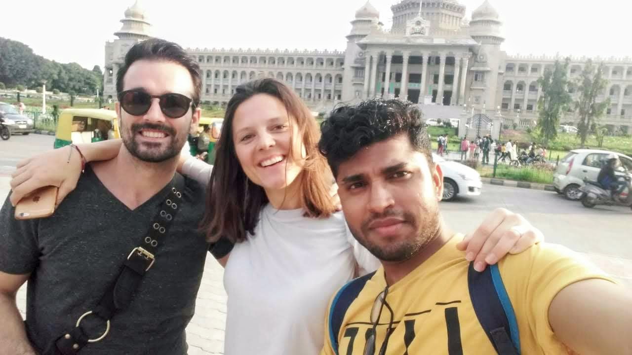 Sunny, Inga and I being tourists in front of the Vidhana Soudha, Bangalore.